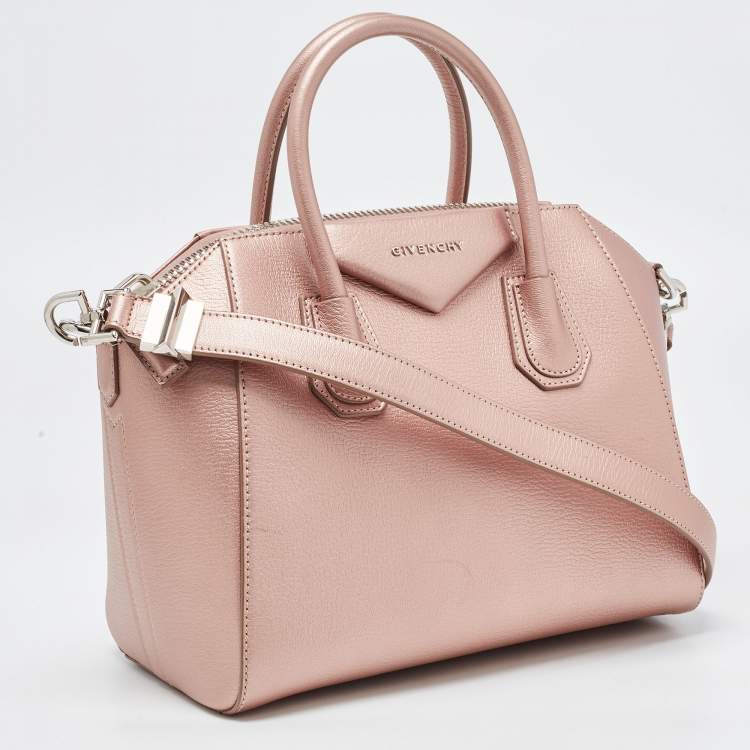 Pre Owned Givenchy Metallic Pink Leather Small Antigona Satchel