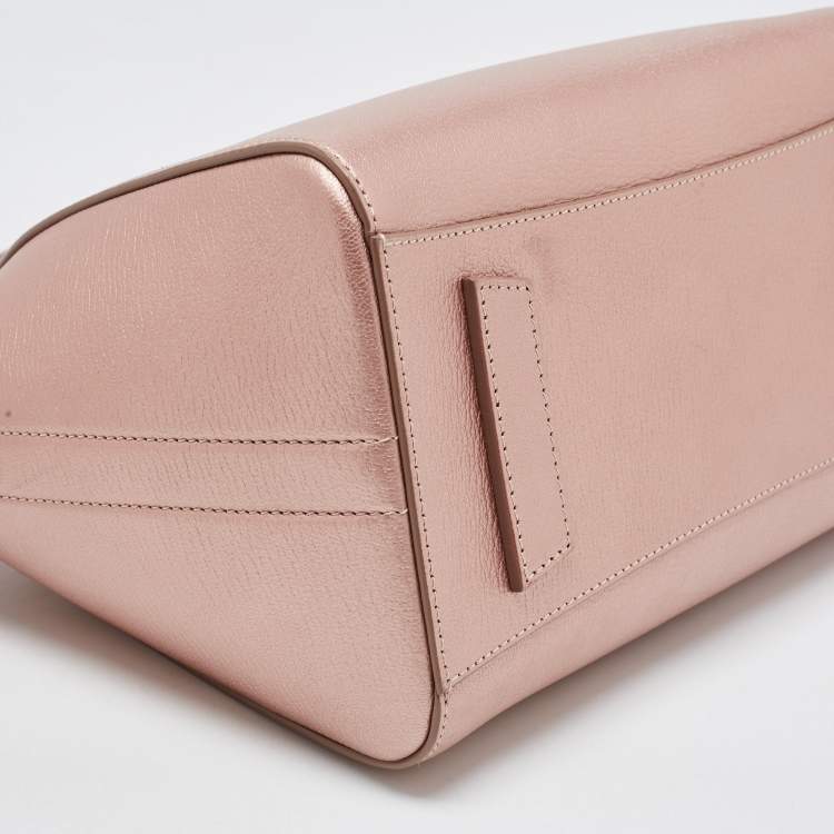 Pre Owned Givenchy Metallic Pink Leather Small Antigona Satchel