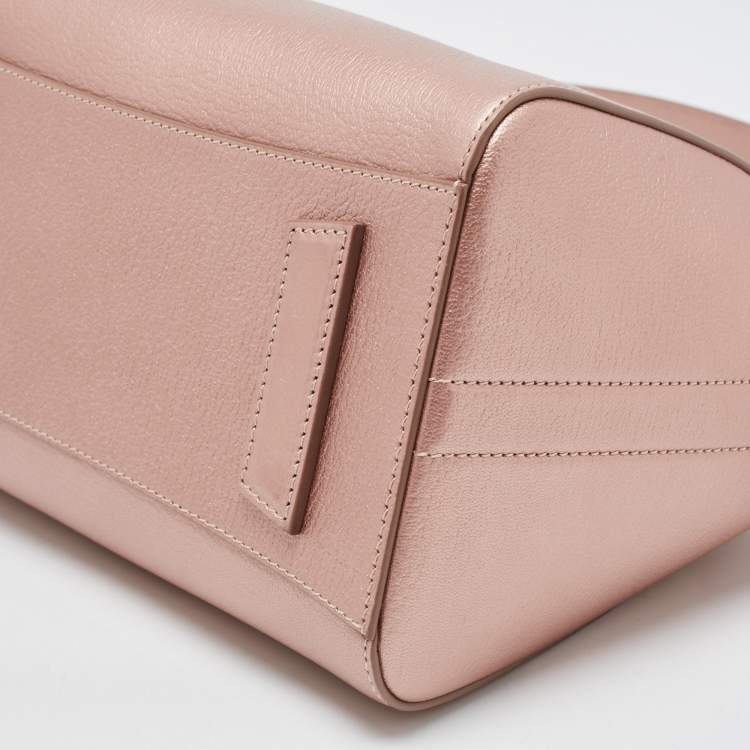 Pre Owned Givenchy Metallic Pink Leather Small Antigona Satchel