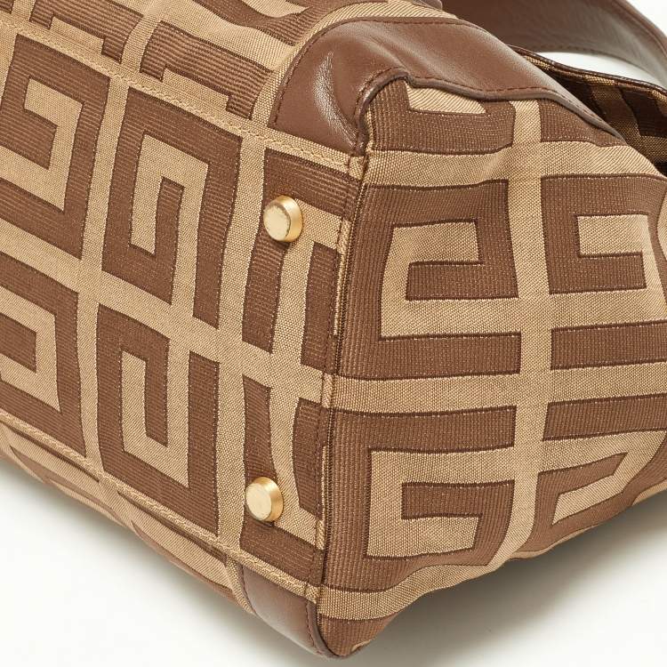 Pre Owned Givenchy Brown Monogram Canvas and Leather Top Handle Bag