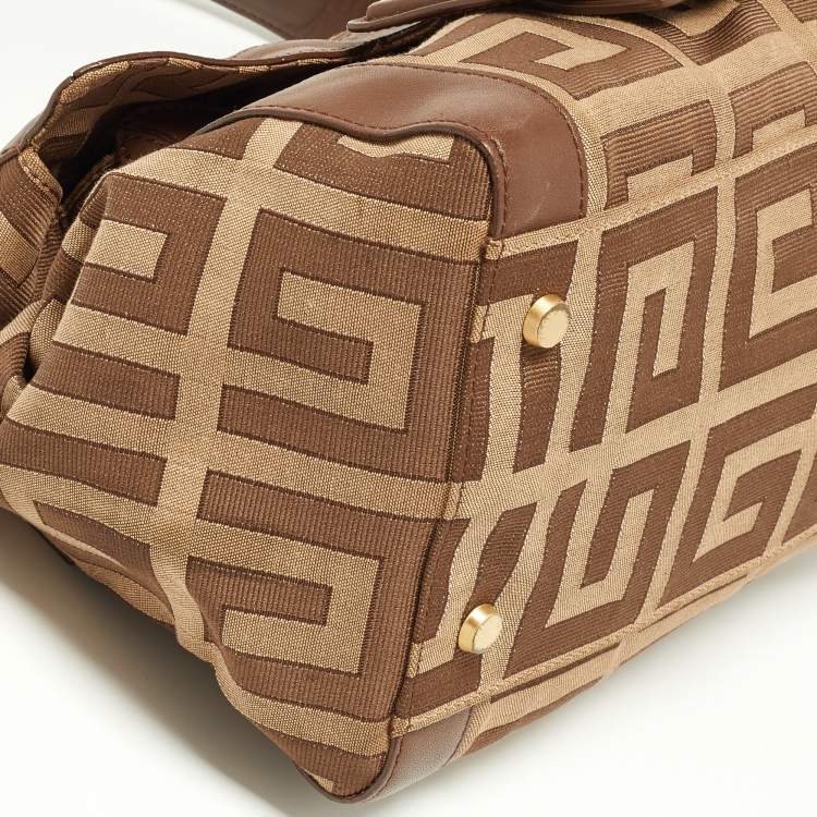 Pre Owned Givenchy Brown Monogram Canvas and Leather Top Handle Bag