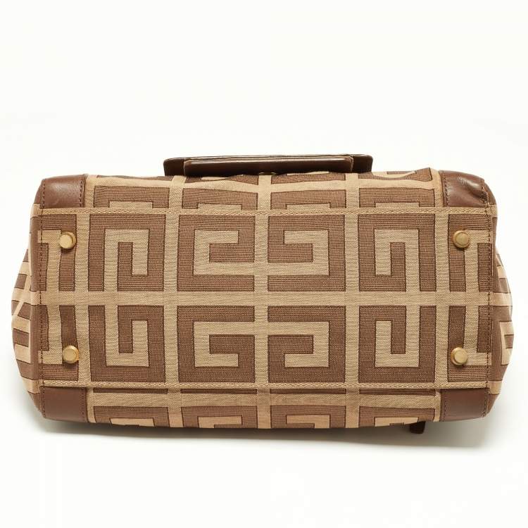 Pre Owned Givenchy Brown Monogram Canvas and Leather Top Handle Bag