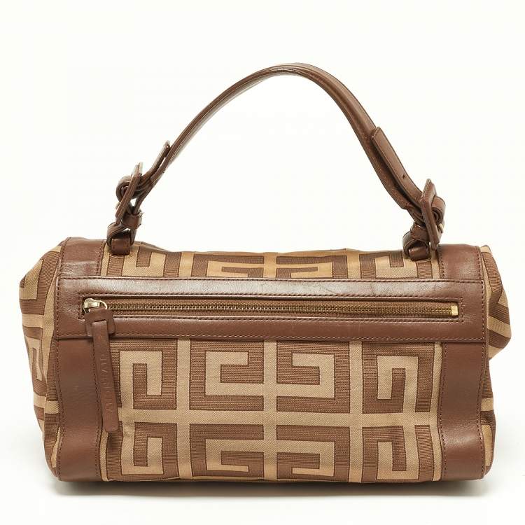 Pre Owned Givenchy Brown Monogram Canvas and Leather Top Handle Bag
