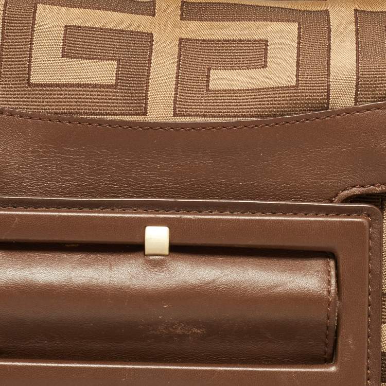 Pre Owned Givenchy Brown Monogram Canvas and Leather Top Handle Bag