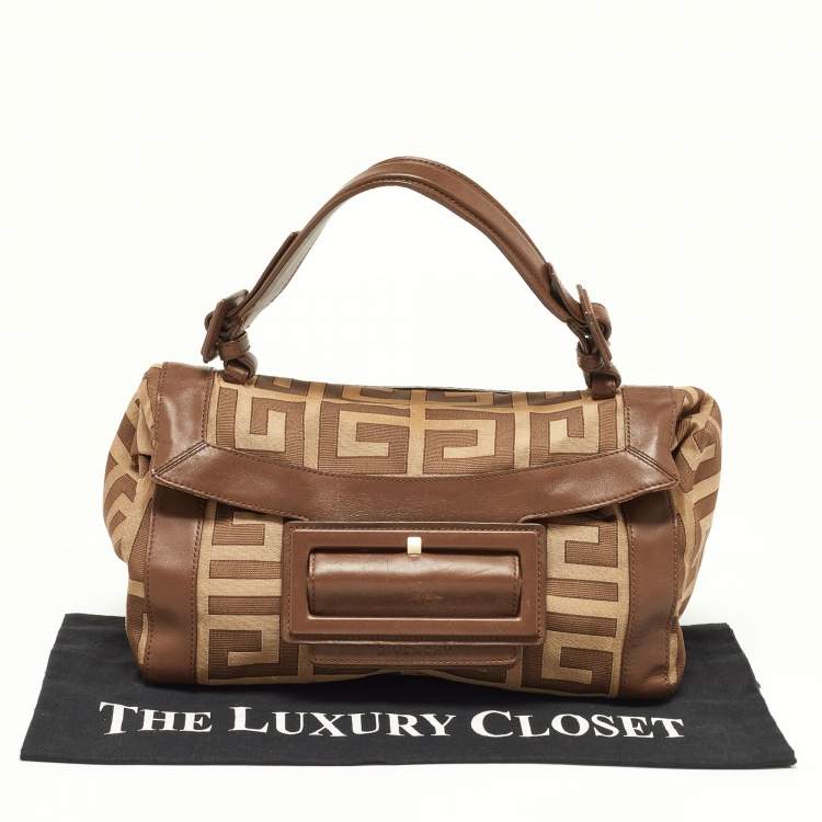 Pre Owned Givenchy Brown Monogram Canvas and Leather Top Handle Bag