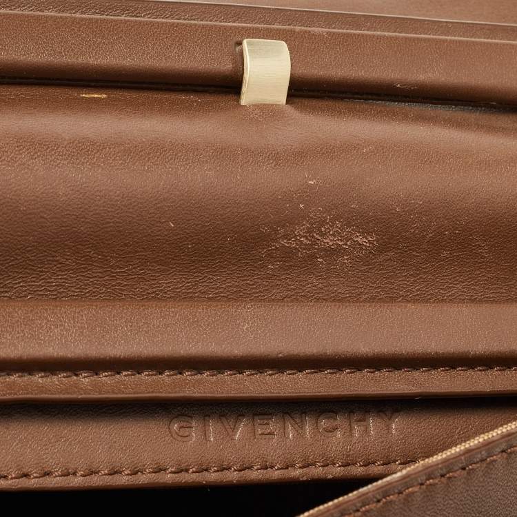 Pre Owned Givenchy Brown Monogram Canvas and Leather Top Handle Bag