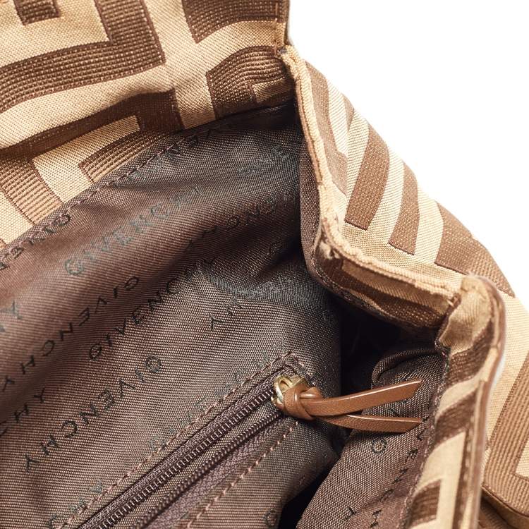Pre Owned Givenchy Brown Monogram Canvas and Leather Top Handle Bag