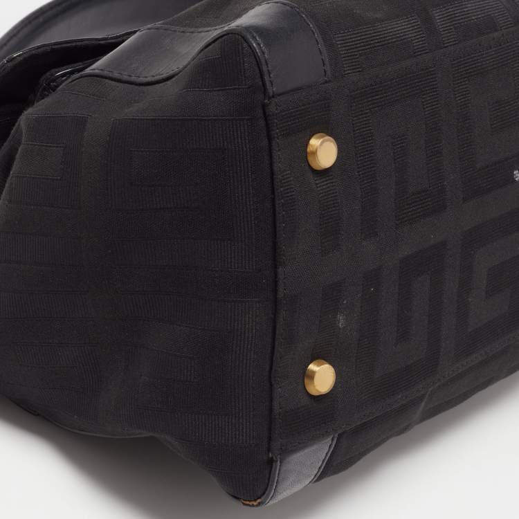 Pre Owned Givenchy Black Monogram Canvas and Leather Top Handle Bag