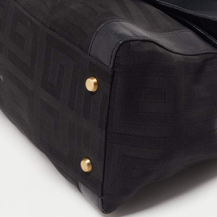 Pre Owned Givenchy Black Monogram Canvas and Leather Top Handle Bag
