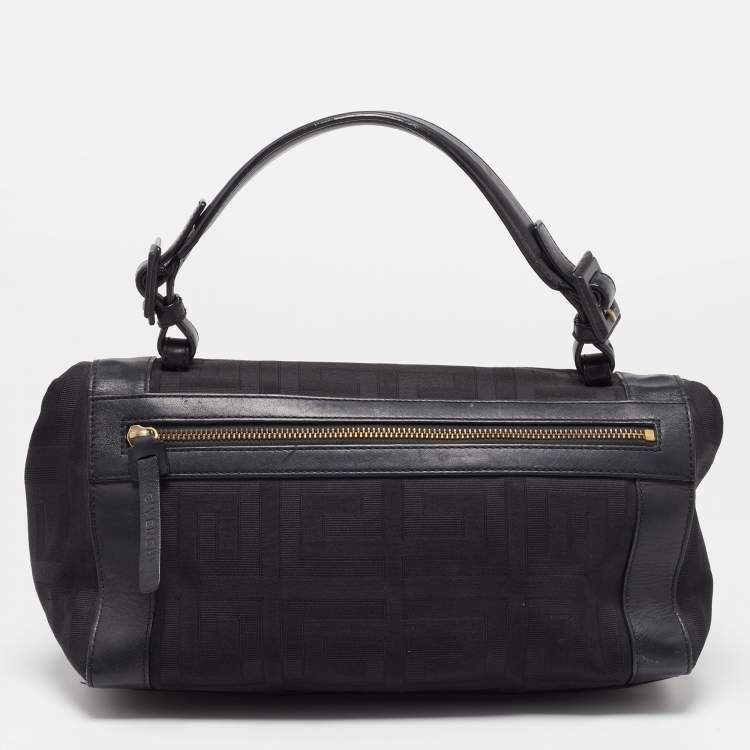 Pre Owned Givenchy Black Monogram Canvas and Leather Top Handle Bag