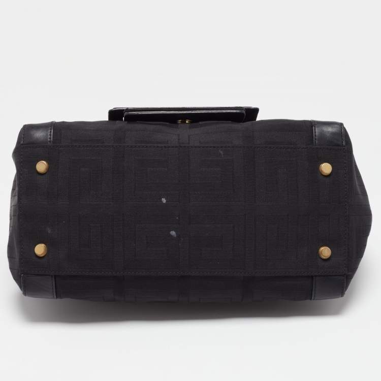 Pre Owned Givenchy Black Monogram Canvas and Leather Top Handle Bag