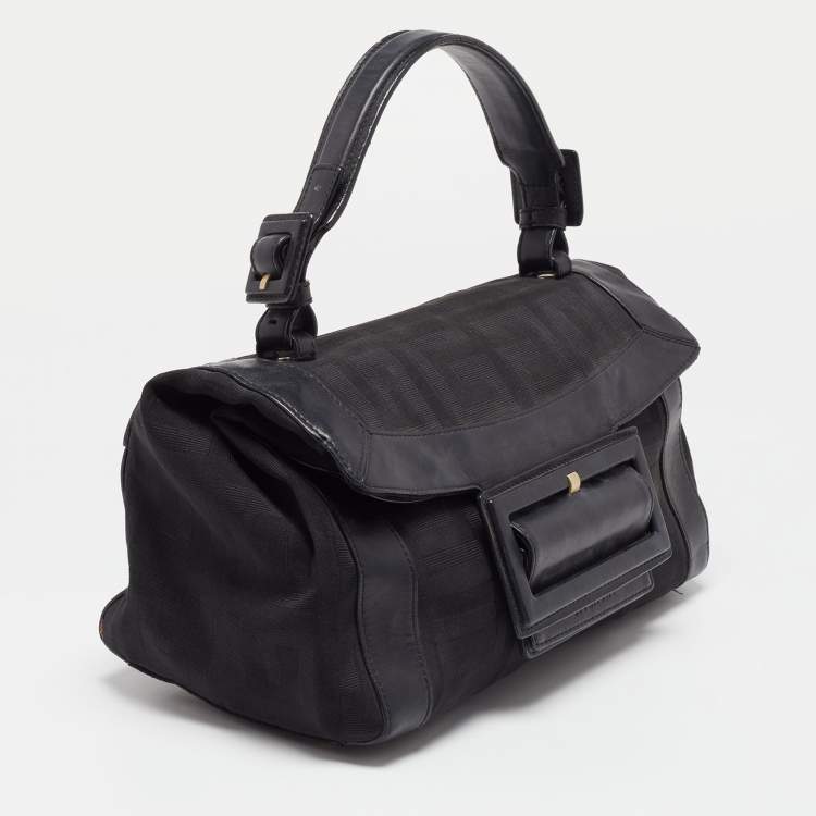 Pre Owned Givenchy Black Monogram Canvas and Leather Top Handle Bag