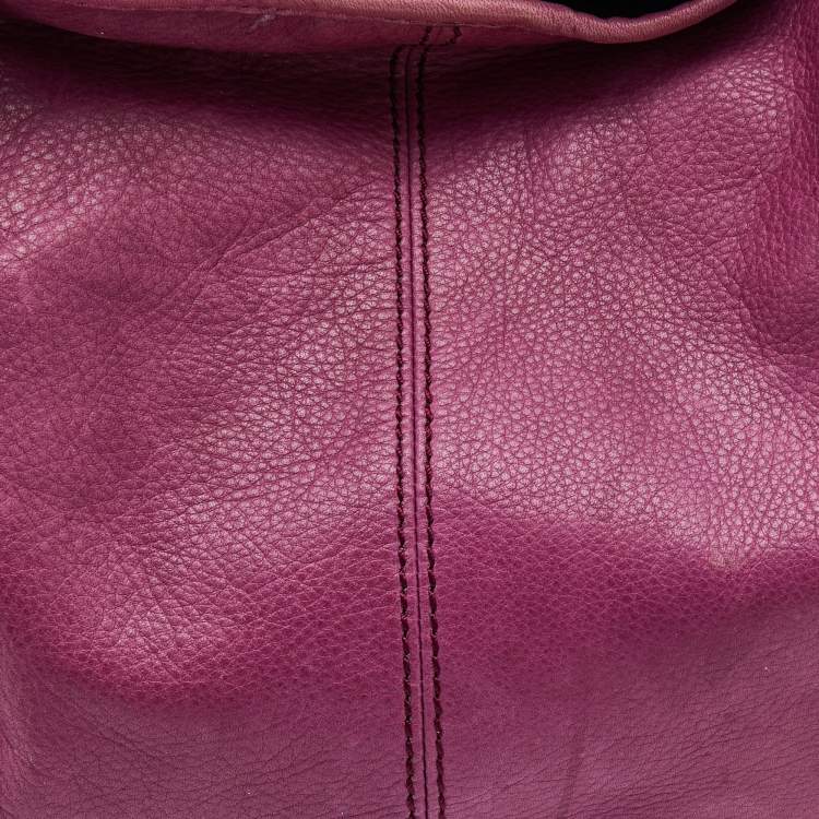 Pre Owned Givenchy Purple Leather Logo Hobo