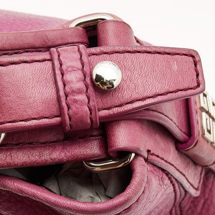 Pre Owned Givenchy Purple Leather Logo Hobo