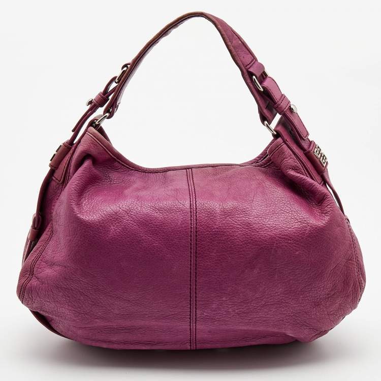Pre Owned Givenchy Purple Leather Logo Hobo