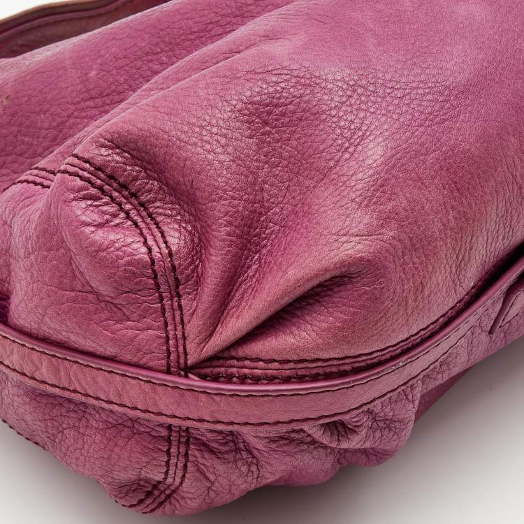 Pre Owned Givenchy Purple Leather Logo Hobo