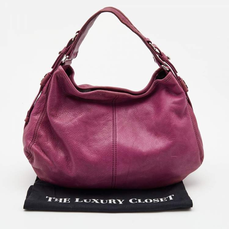 Pre Owned Givenchy Purple Leather Logo Hobo