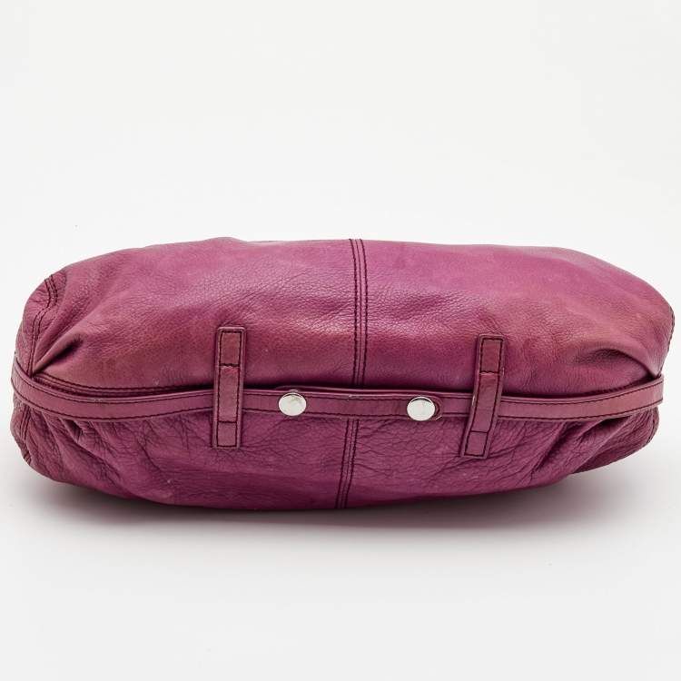 Pre Owned Givenchy Purple Leather Logo Hobo