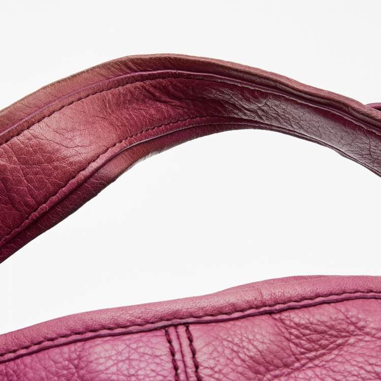 Pre Owned Givenchy Purple Leather Logo Hobo