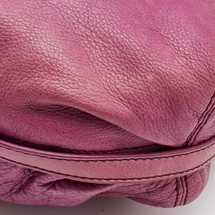 Pre Owned Givenchy Purple Leather Logo Hobo