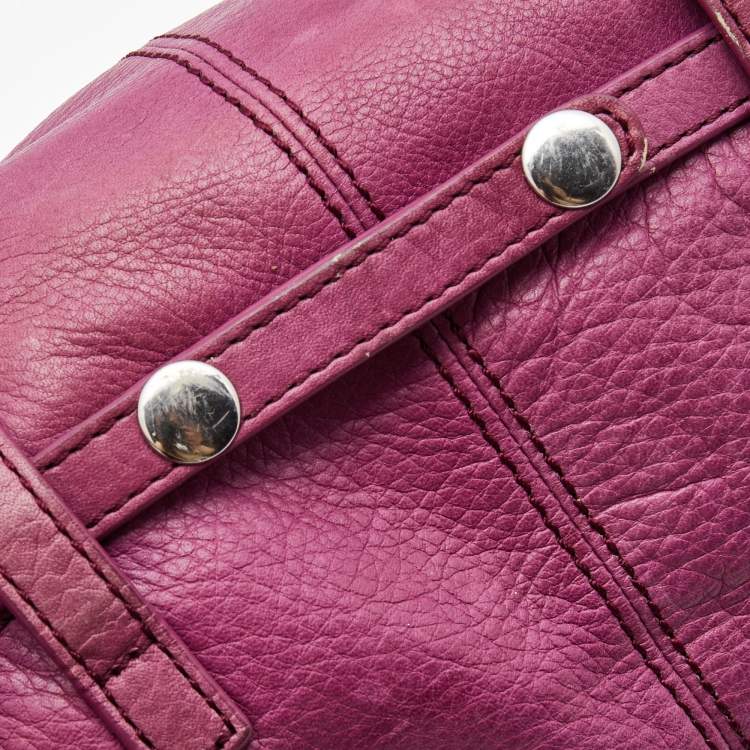 Pre Owned Givenchy Purple Leather Logo Hobo