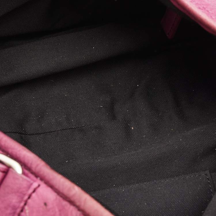 Pre Owned Givenchy Purple Leather Logo Hobo