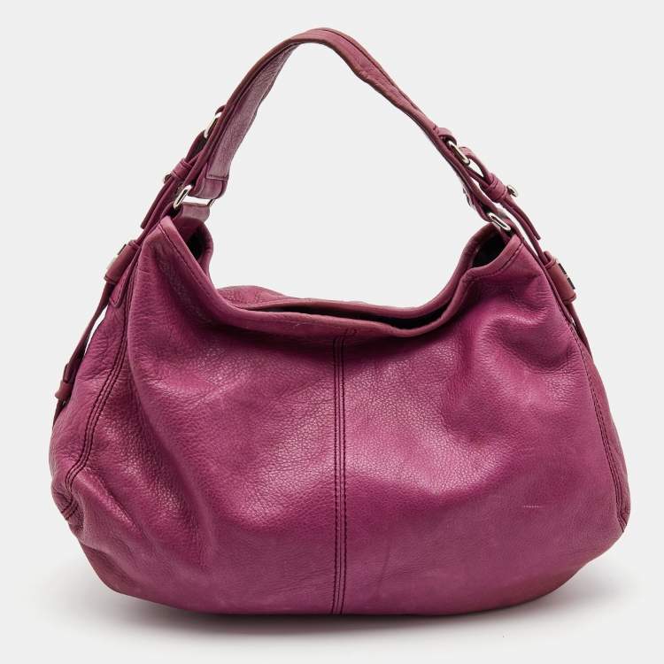 Pre Owned Givenchy Purple Leather Logo Hobo