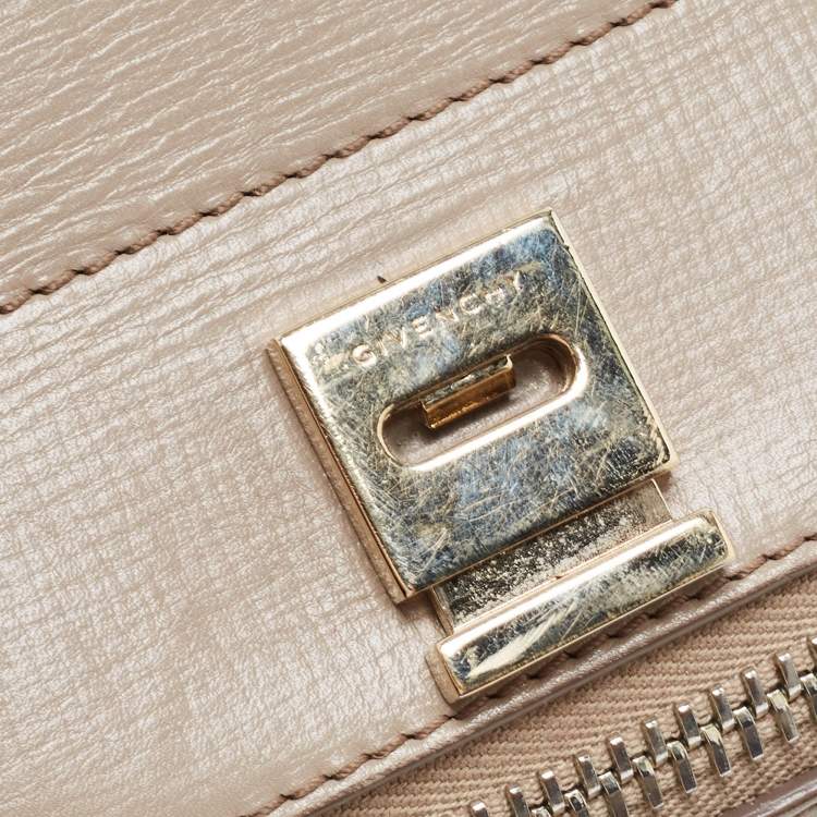 Pre Owned Givenchy Beige Leather Mini Pandora Box Crossbody Bag