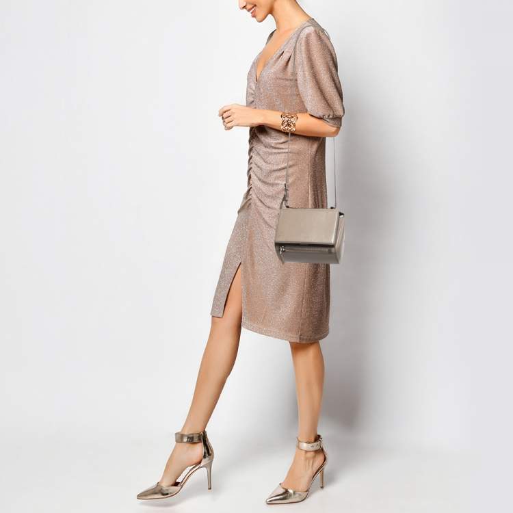 Pre Owned Givenchy Beige Leather Mini Pandora Box Crossbody Bag