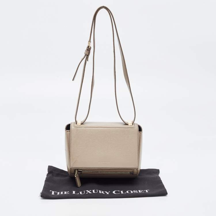 Pre Owned Givenchy Beige Leather Mini Pandora Box Crossbody Bag