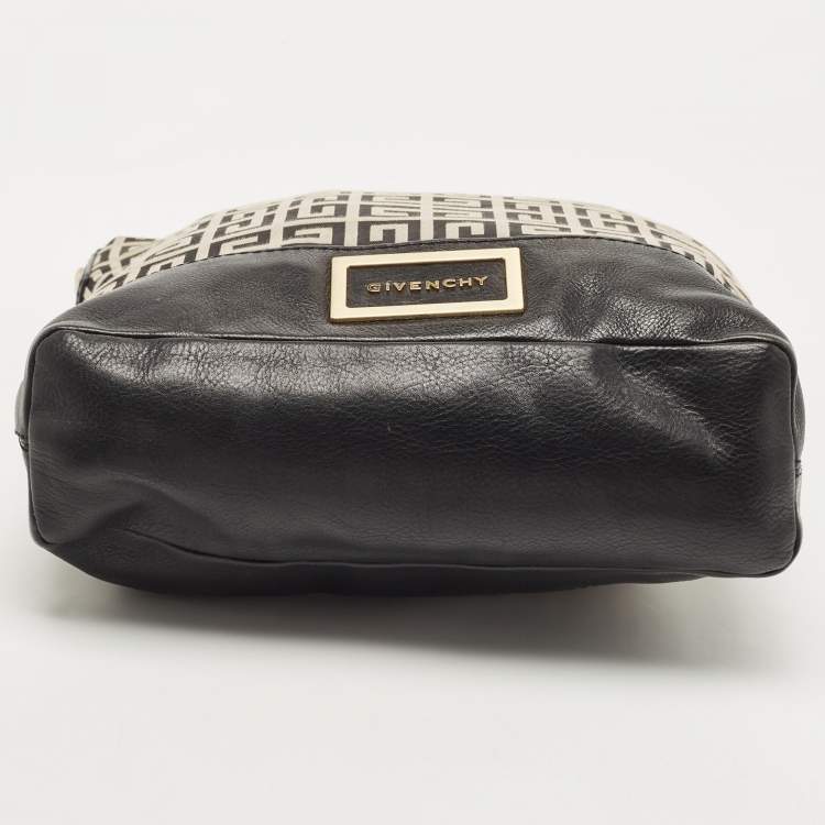 Pre Owned Givenchy Black/Grey Monogram Canvas and Leather Hobo