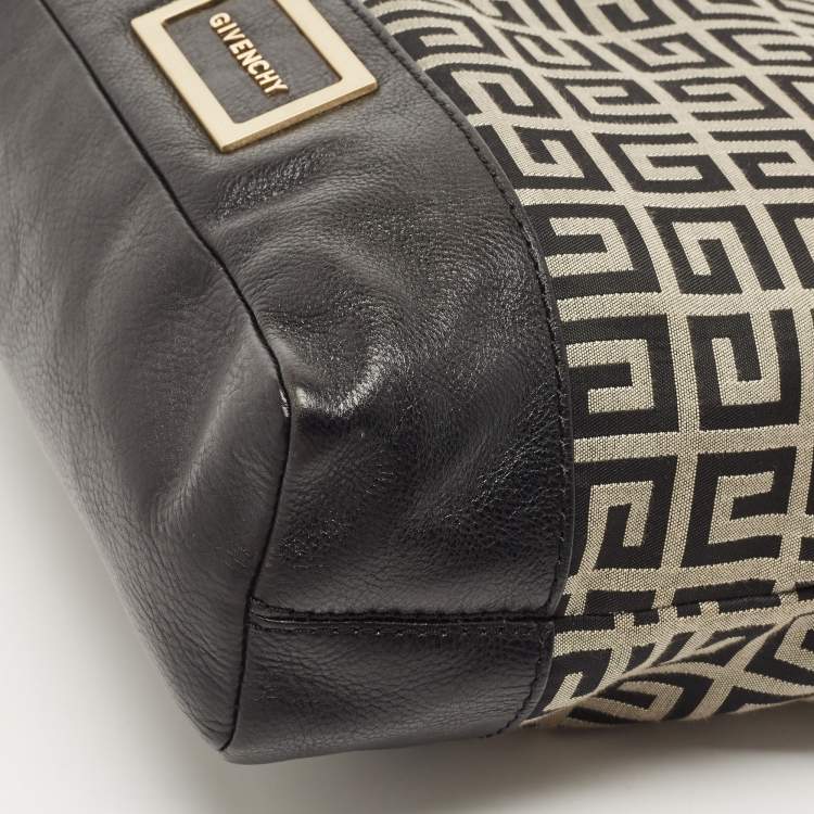 Pre Owned Givenchy Black/Grey Monogram Canvas and Leather Hobo