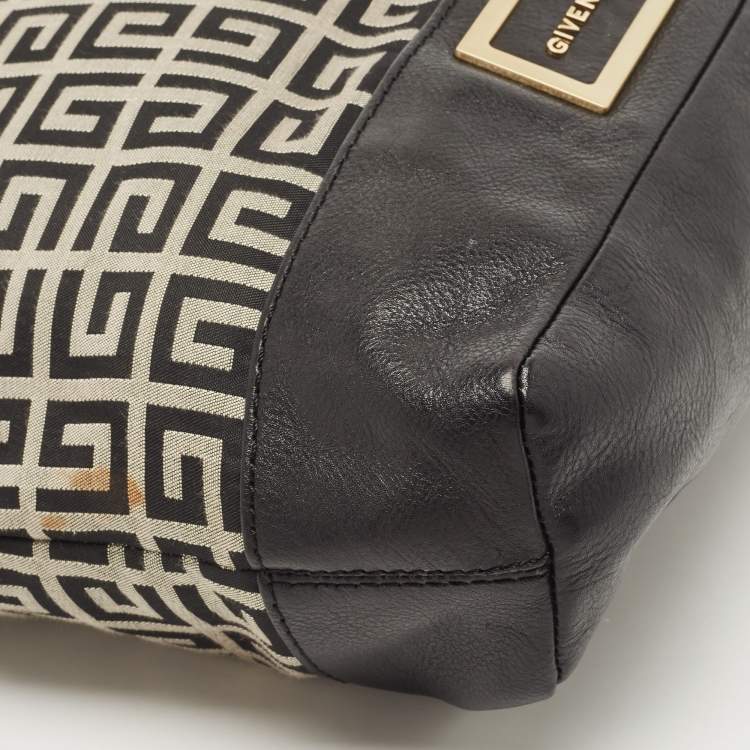 Pre Owned Givenchy Black/Grey Monogram Canvas and Leather Hobo