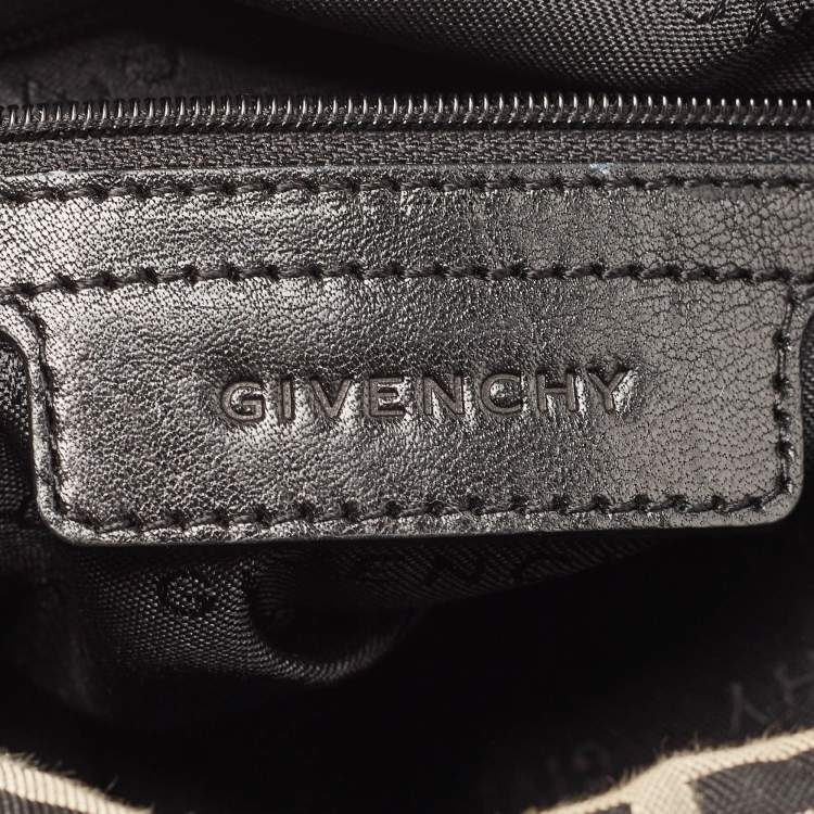 Pre Owned Givenchy Black/Grey Monogram Canvas and Leather Hobo