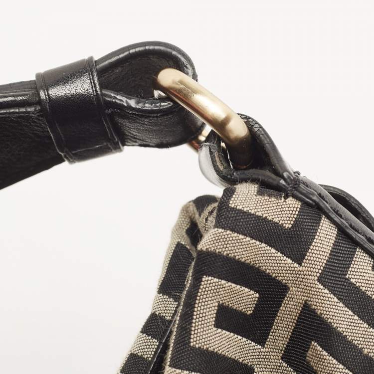 Pre Owned Givenchy Black/Grey Monogram Canvas and Leather Hobo