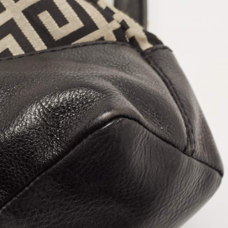 Pre Owned Givenchy Black/Grey Monogram Canvas and Leather Hobo