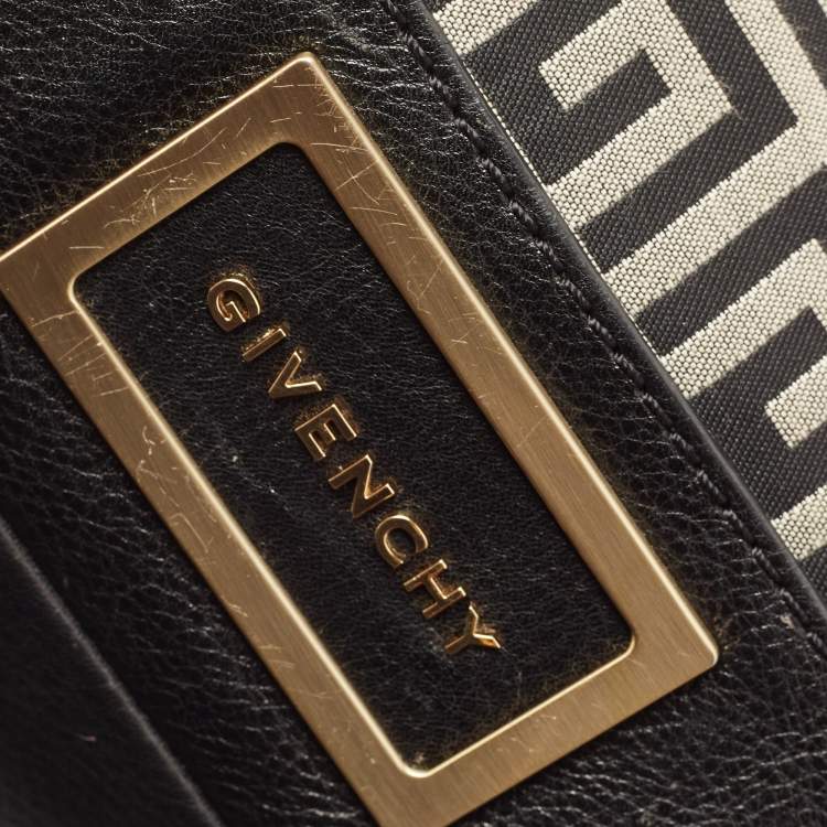 Pre Owned Givenchy Black/Grey Monogram Canvas and Leather Hobo
