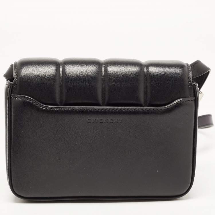 Pre Owned Givenchy Black Quilted Leather 4G Logo Flap Crossbody Bag