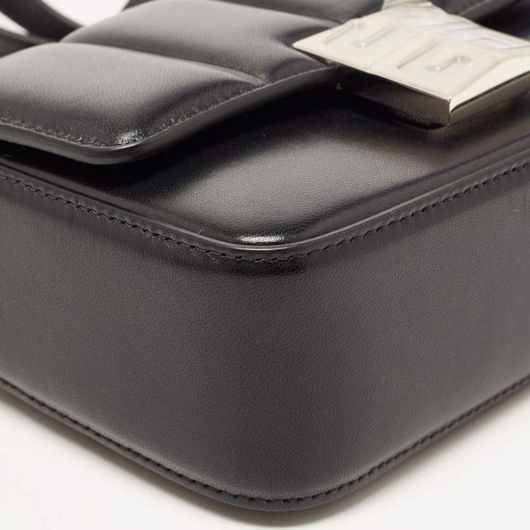 Pre Owned Givenchy Black Quilted Leather 4G Logo Flap Crossbody Bag