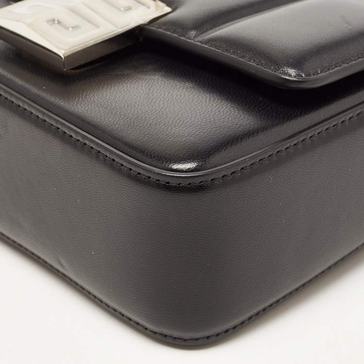 Pre Owned Givenchy Black Quilted Leather 4G Logo Flap Crossbody Bag