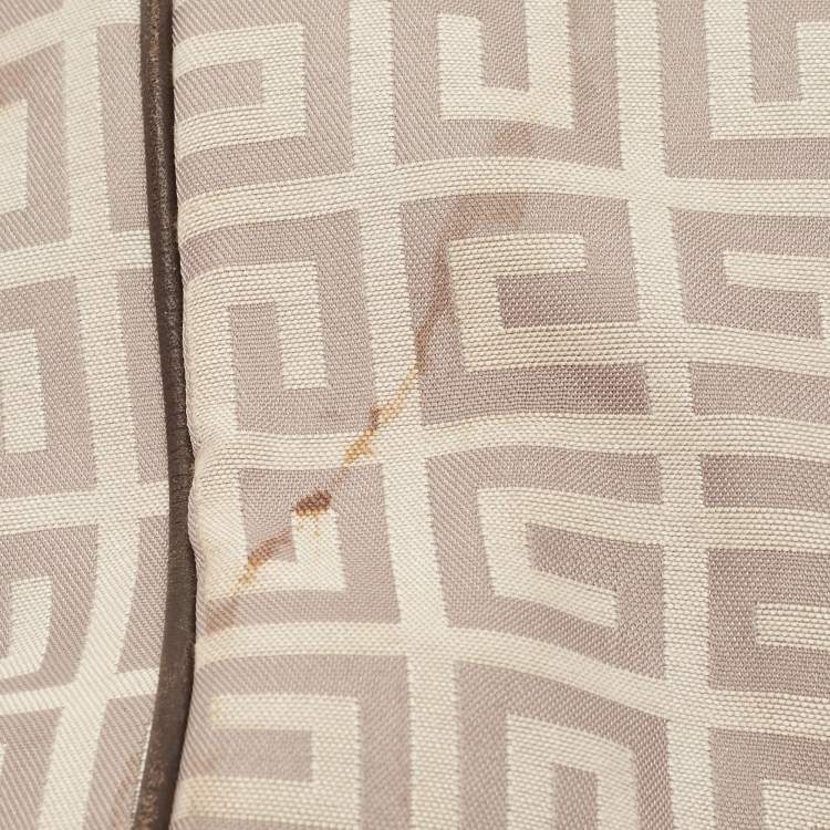 Pre Owned Givenchy Dark Brown/Beige Monogram Canvas and Leather Double Zip Tote