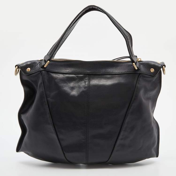 Pre Owned Givenchy Black Leather Ruched Hobo