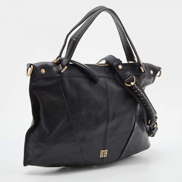 Pre Owned Givenchy Black Leather Ruched Hobo