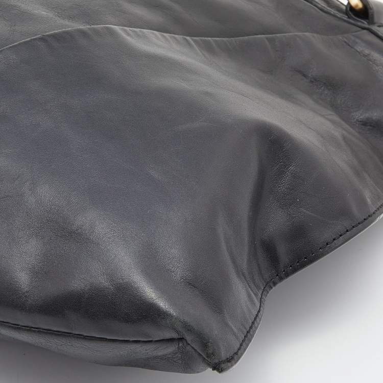 Pre Owned Givenchy Black Leather Ruched Hobo