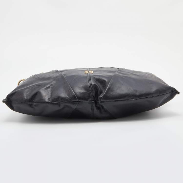 Pre Owned Givenchy Black Leather Ruched Hobo