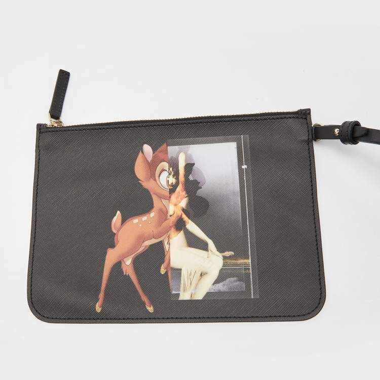 Pre Owned Givenchy Black Bambi Print Coated Canvas and Leather Antigona Shopper Tote