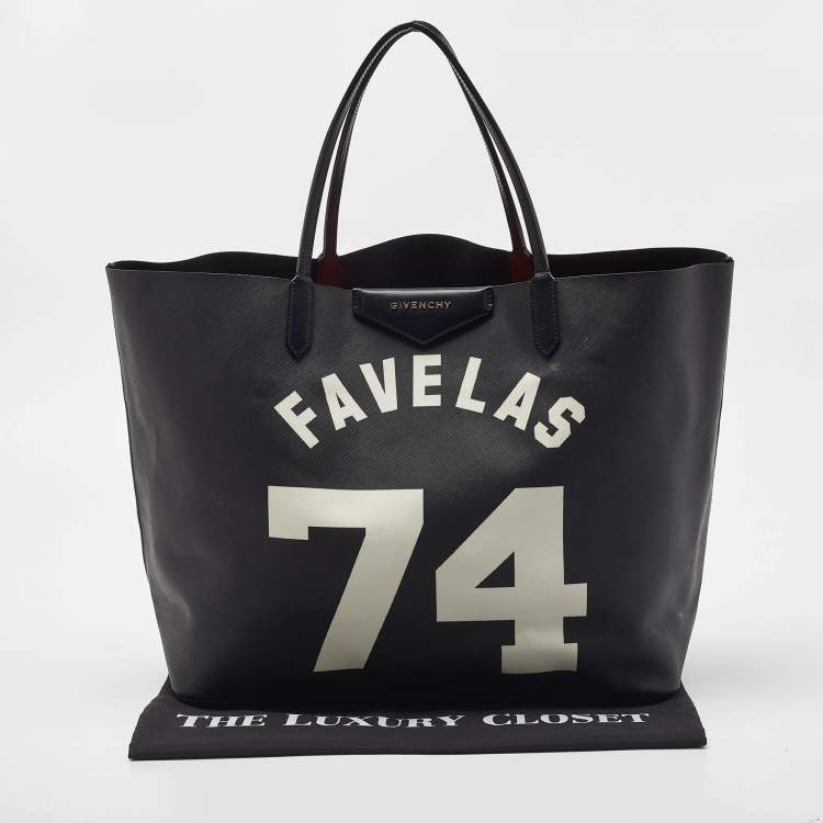 Pre Owned Givenchy Black Coated Canvas and Leather Favelas 74 Shopper Tote