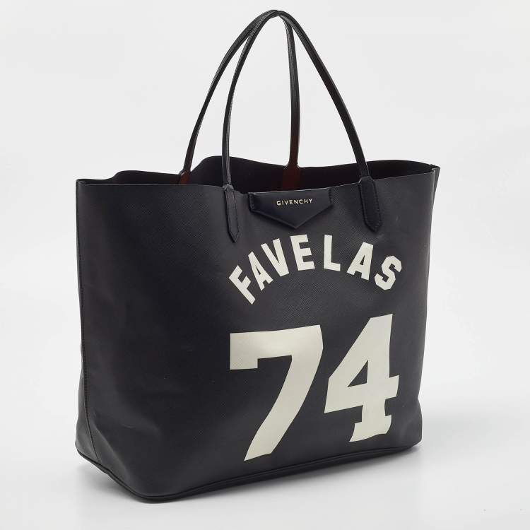 Pre Owned Givenchy Black Coated Canvas and Leather Favelas 74 Shopper Tote