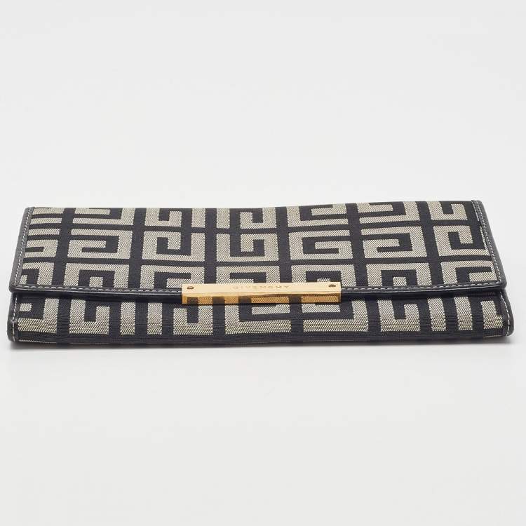 Pre Owned Givenchy Black/Grey Monogram Canvas and Leather Continental Wallet