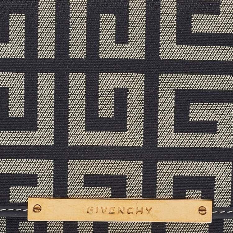 Pre Owned Givenchy Black/Grey Monogram Canvas and Leather Continental Wallet